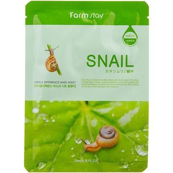 Тканевая маска для лица с муцином улитки FARMSTAY VISIBLE DIFFERENCE MASK SHEET SNAIL M1901 фото