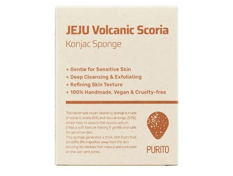 Натуральный спонж &laquo;Конняку&raquo; для лица с вулканическим пеплом Purito Jeju Volcanic Scoria Konjac Sponge M1289 фото
