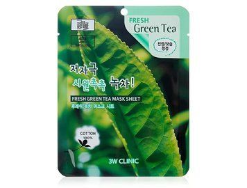 Тканинна маска для обличчя з екстрактом зеленого чаю 3W Clinic Fresh Green Tea Mask Sheet M1884 фото