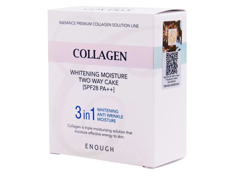 Освітлююча та зволожуюча колагенова пудра Enough Collagen 3 in 1 Whitening Moisture Two Way Cake SPF 28 PA++ №21 M1430 фото