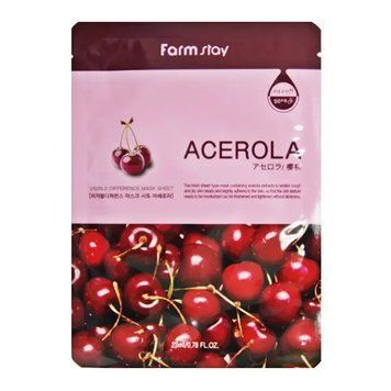 Тканевая маска с экстрактом ацеролы FARMSTAY VISIBLE DIFFERENCE MASK SHEET ACEROLA M1906 фото