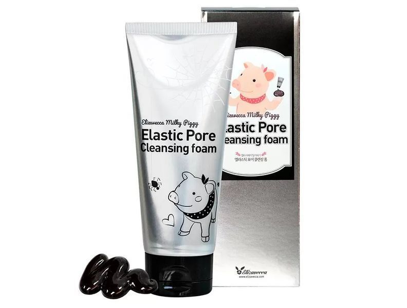 Чорна пінка-маска для вмивання обличчя Elizavecca Milky Piggy Elastic Pore Cleansing Foam M2020 фото